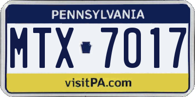 PA license plate MTX7017