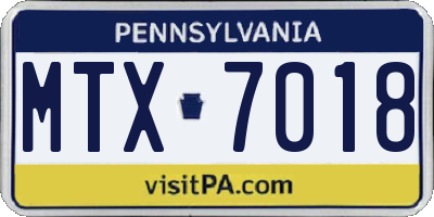 PA license plate MTX7018