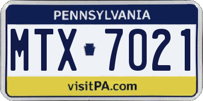 PA license plate MTX7021