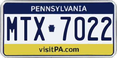 PA license plate MTX7022
