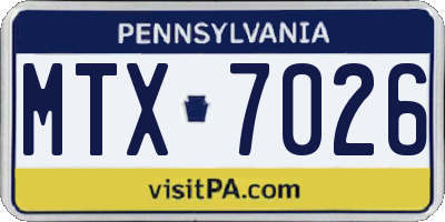 PA license plate MTX7026