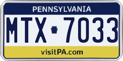 PA license plate MTX7033