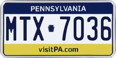 PA license plate MTX7036