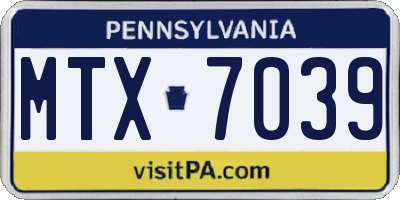 PA license plate MTX7039