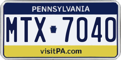 PA license plate MTX7040