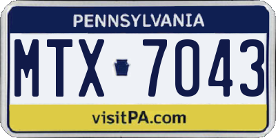 PA license plate MTX7043