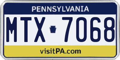 PA license plate MTX7068