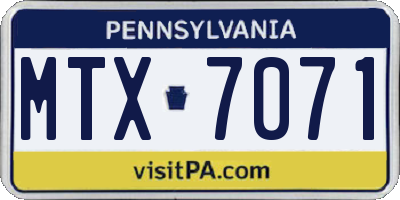 PA license plate MTX7071