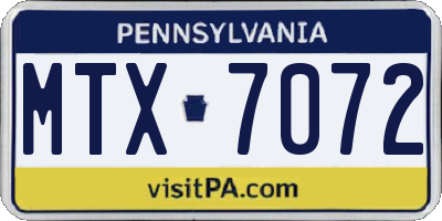 PA license plate MTX7072