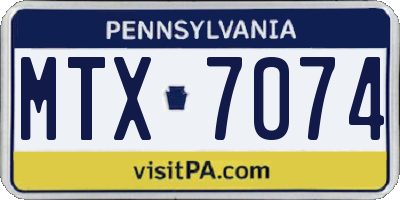 PA license plate MTX7074