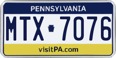 PA license plate MTX7076