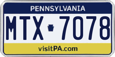 PA license plate MTX7078