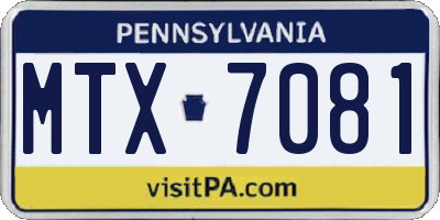 PA license plate MTX7081