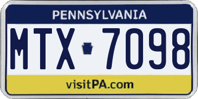 PA license plate MTX7098