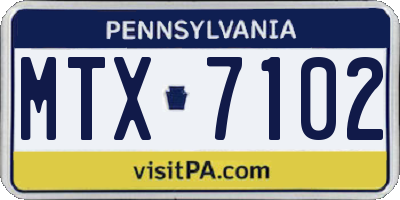 PA license plate MTX7102