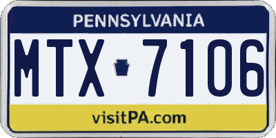 PA license plate MTX7106