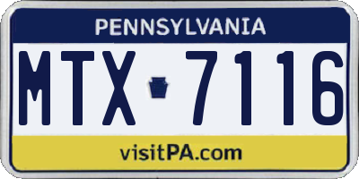 PA license plate MTX7116