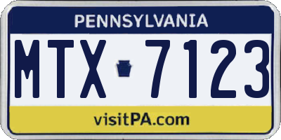 PA license plate MTX7123