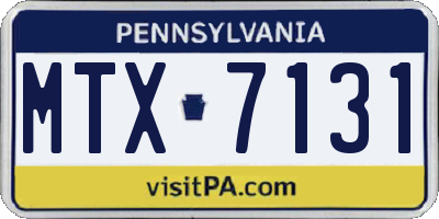 PA license plate MTX7131