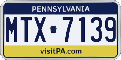 PA license plate MTX7139