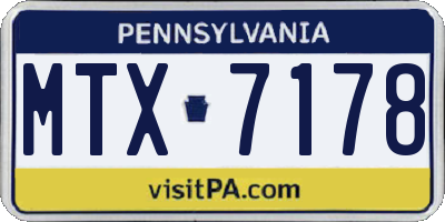 PA license plate MTX7178