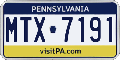 PA license plate MTX7191