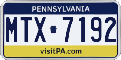 PA license plate MTX7192