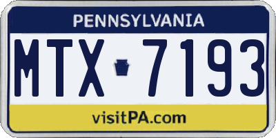 PA license plate MTX7193