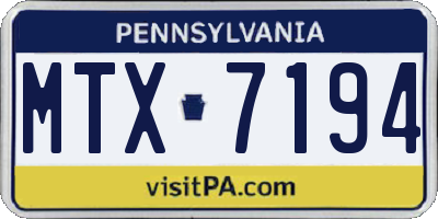 PA license plate MTX7194