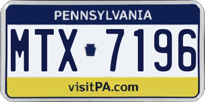PA license plate MTX7196