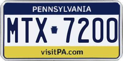 PA license plate MTX7200