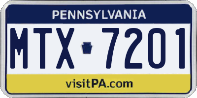 PA license plate MTX7201
