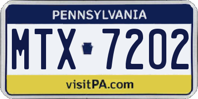 PA license plate MTX7202
