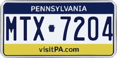 PA license plate MTX7204