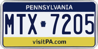 PA license plate MTX7205