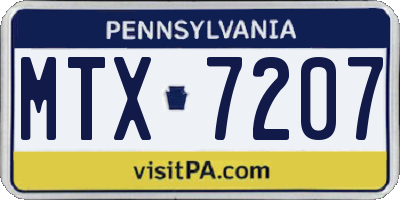 PA license plate MTX7207