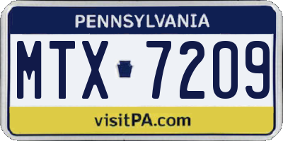 PA license plate MTX7209