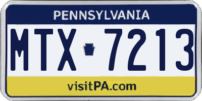 PA license plate MTX7213