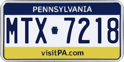 PA license plate MTX7218