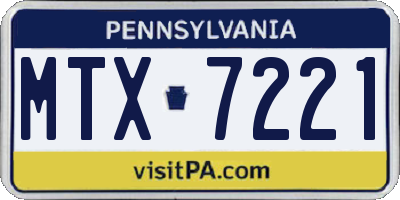 PA license plate MTX7221