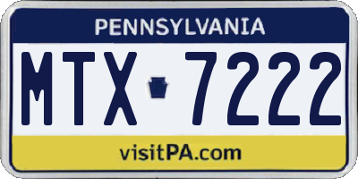 PA license plate MTX7222