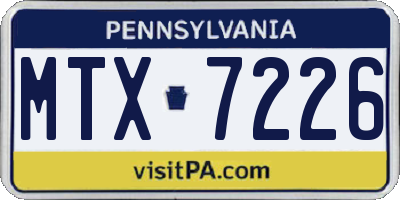 PA license plate MTX7226