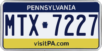 PA license plate MTX7227