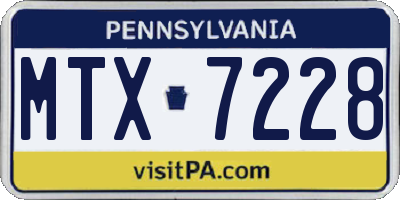 PA license plate MTX7228