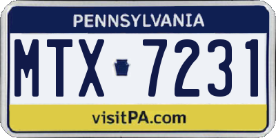 PA license plate MTX7231