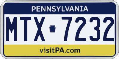 PA license plate MTX7232