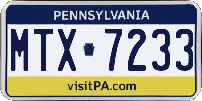 PA license plate MTX7233