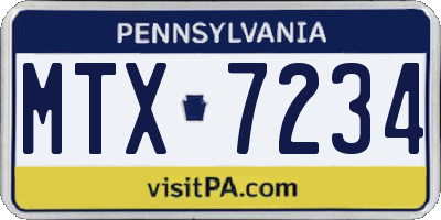 PA license plate MTX7234
