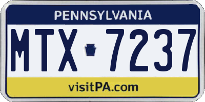 PA license plate MTX7237