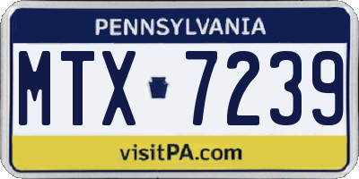 PA license plate MTX7239